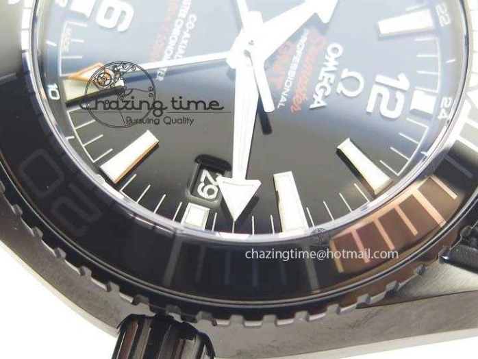 0427 Planet Ocean 45mm GMT DLC JHF Best Edition Black Dial On Rubber Strap A Durable 8194